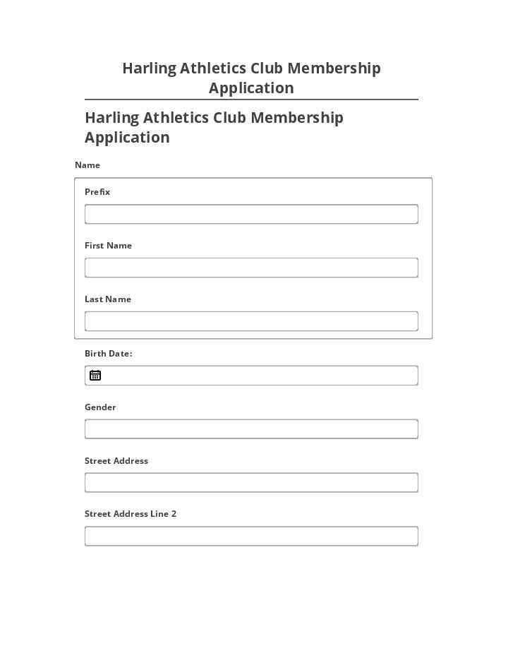 Extract Harling Athletics Club Membership Application from Netsuite