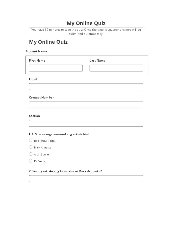 Arrange My Online Quiz in Microsoft Dynamics