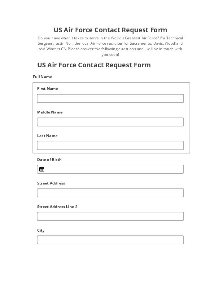 Archive US Air Force Contact Request Form to Netsuite