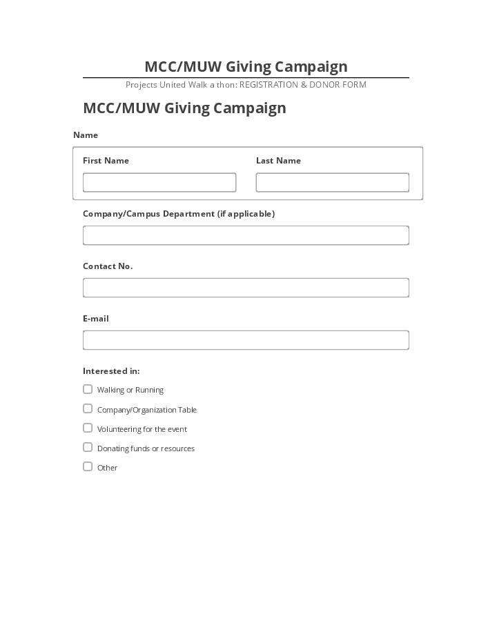 Integrate MCC/MUW Giving Campaign