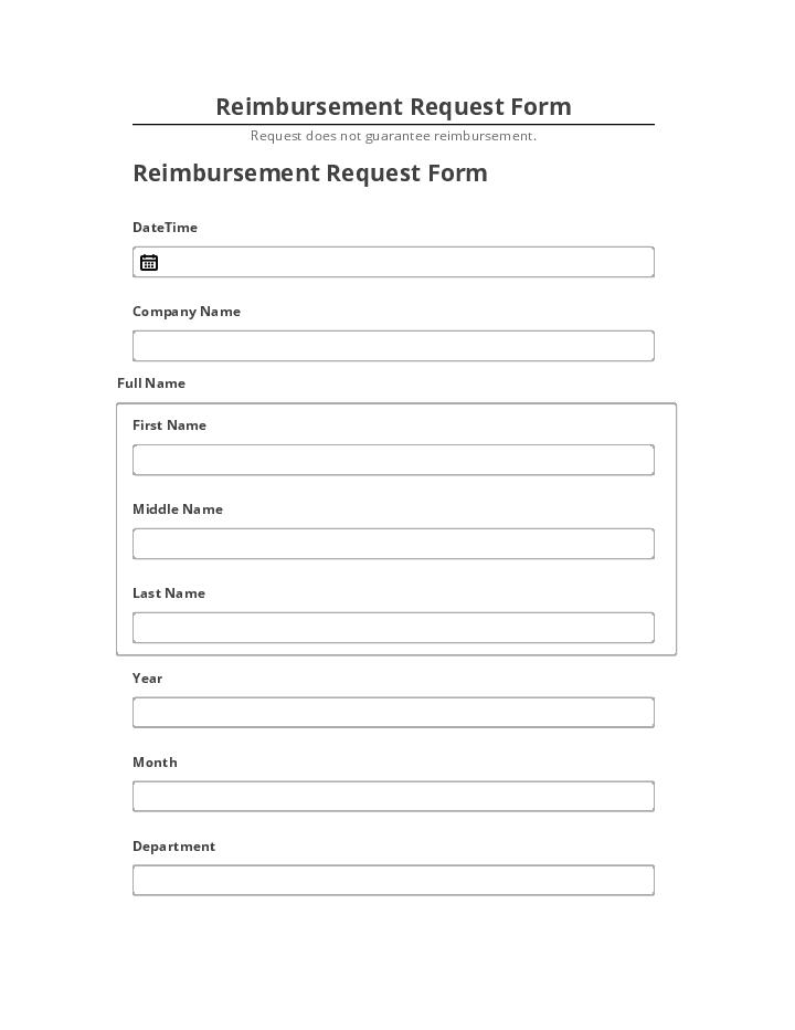 Arrange Reimbursement Request Form in Salesforce