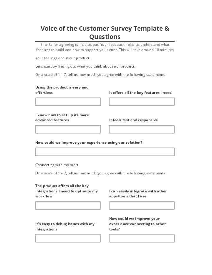 Synchronize Voice of the Customer Survey Template & Questions with Salesforce