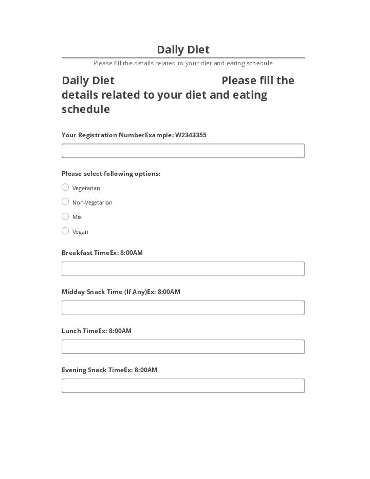 Export Daily Diet to Salesforce