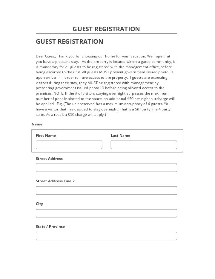 Pre-fill GUEST REGISTRATION from Netsuite