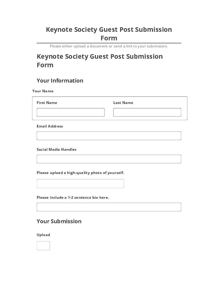Arrange Keynote Society Guest Post Submission Form in Microsoft Dynamics