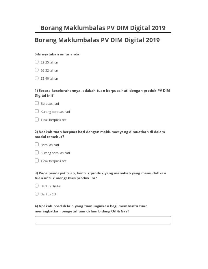 Automate Borang Maklumbalas PV DIM Digital 2019