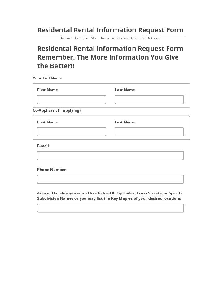 Arrange Residental Rental Information Request Form in Salesforce