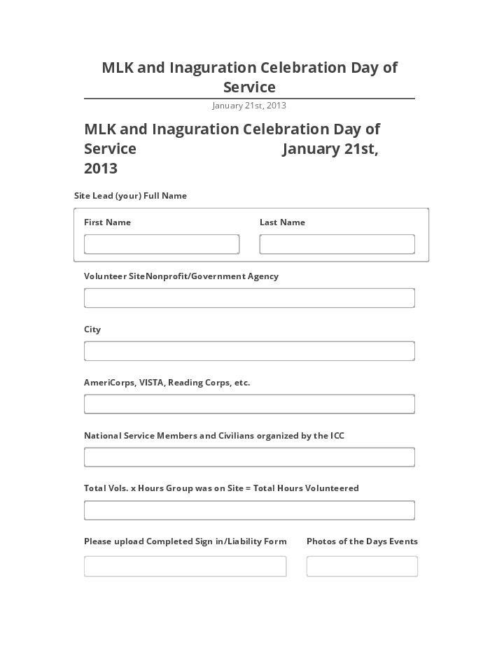 Integrate MLK and Inaguration Celebration Day of Service with Netsuite