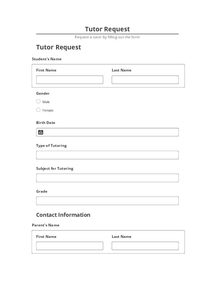 Pre-fill Tutor Request from Netsuite