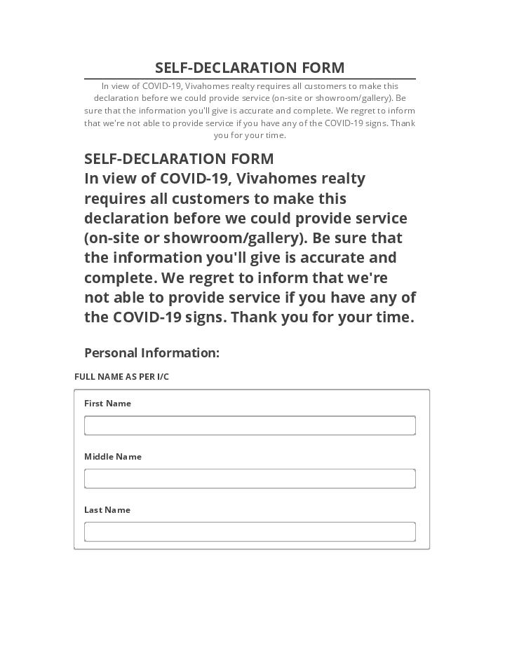 Integrate SELF-DECLARATION FORM with Netsuite