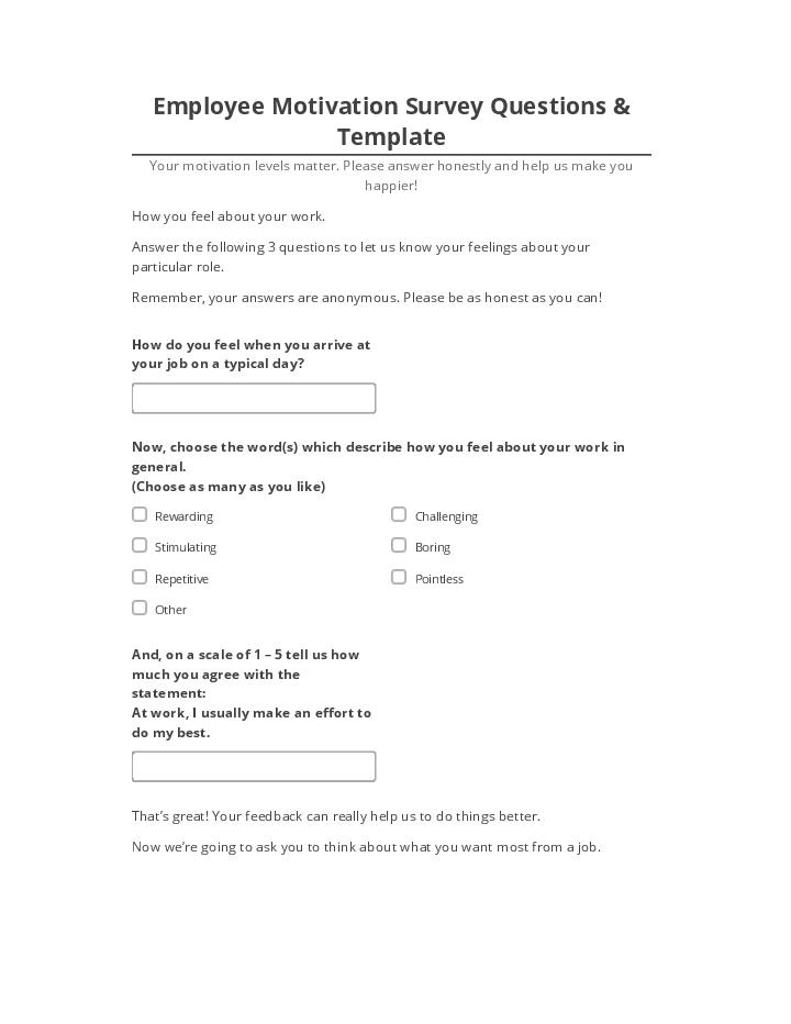 Integrate Employee Motivation Survey Questions & Template
