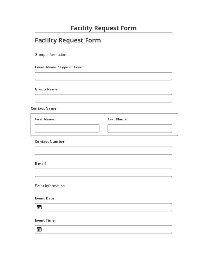 Arrange Facility Request Form in Salesforce