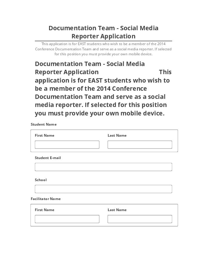 Update Documentation Team - Social Media Reporter Application from Netsuite
