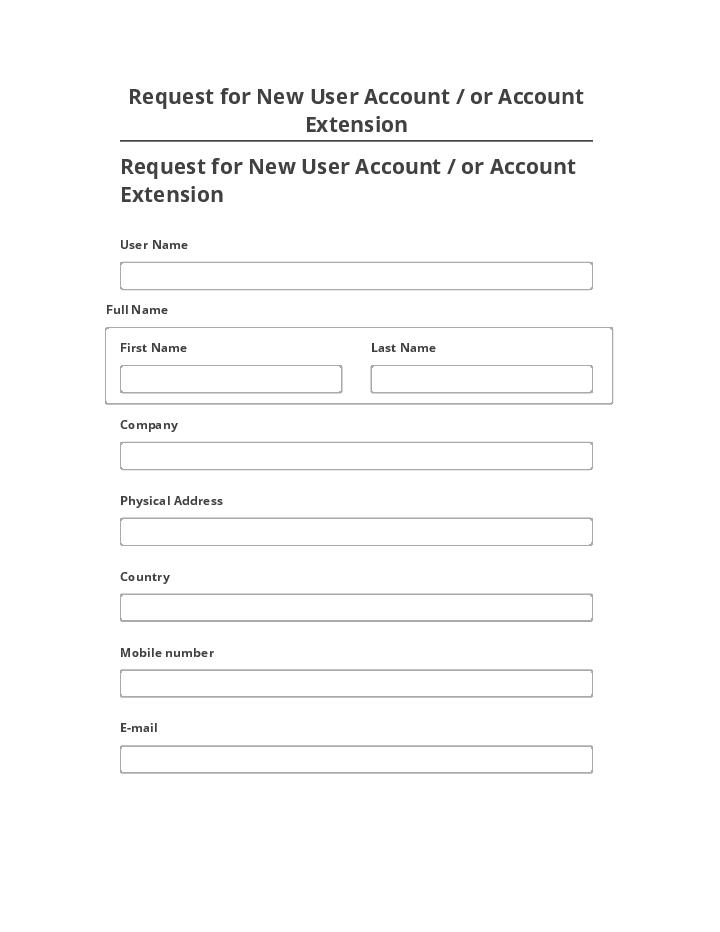 Export Request for New User Account / or Account Extension to Microsoft Dynamics