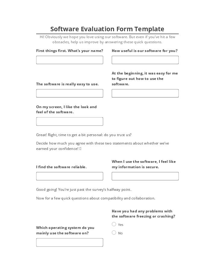 Export Software Evaluation Form Template to Netsuite