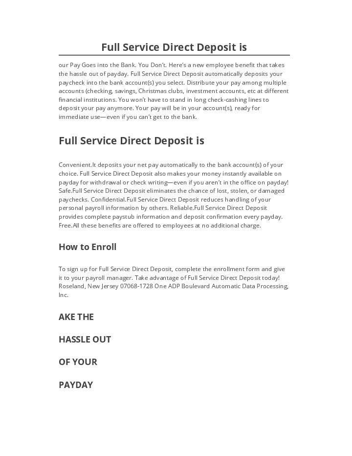 Synchronize Full Service Direct Deposit is with Salesforce