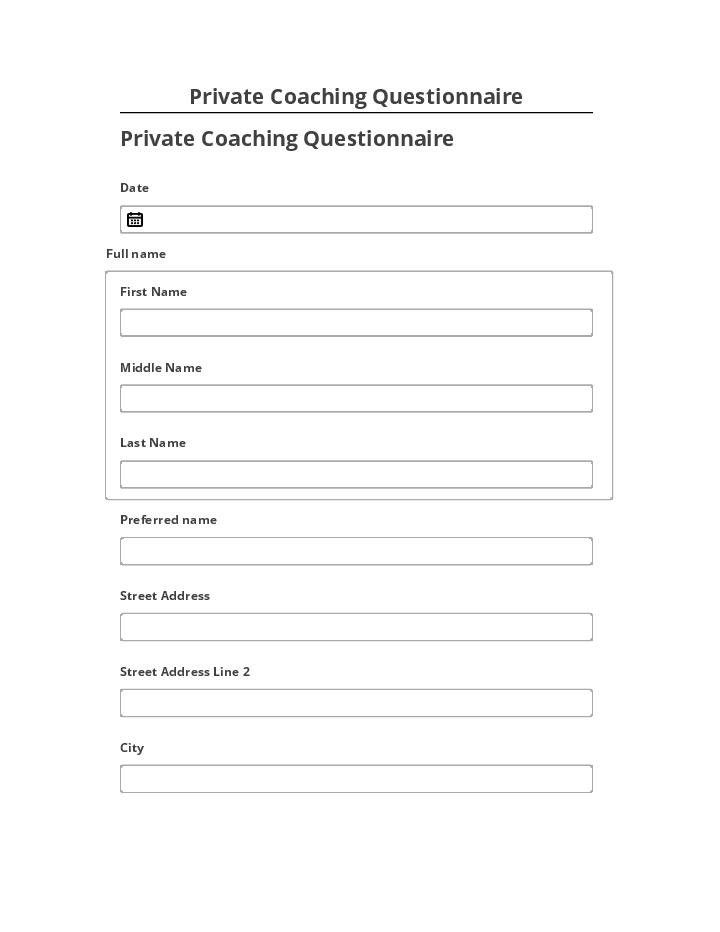Update Private Coaching Questionnaire from Netsuite