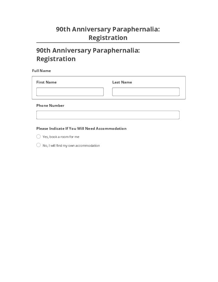 Export 90th Anniversary Paraphernalia: Registration to Salesforce