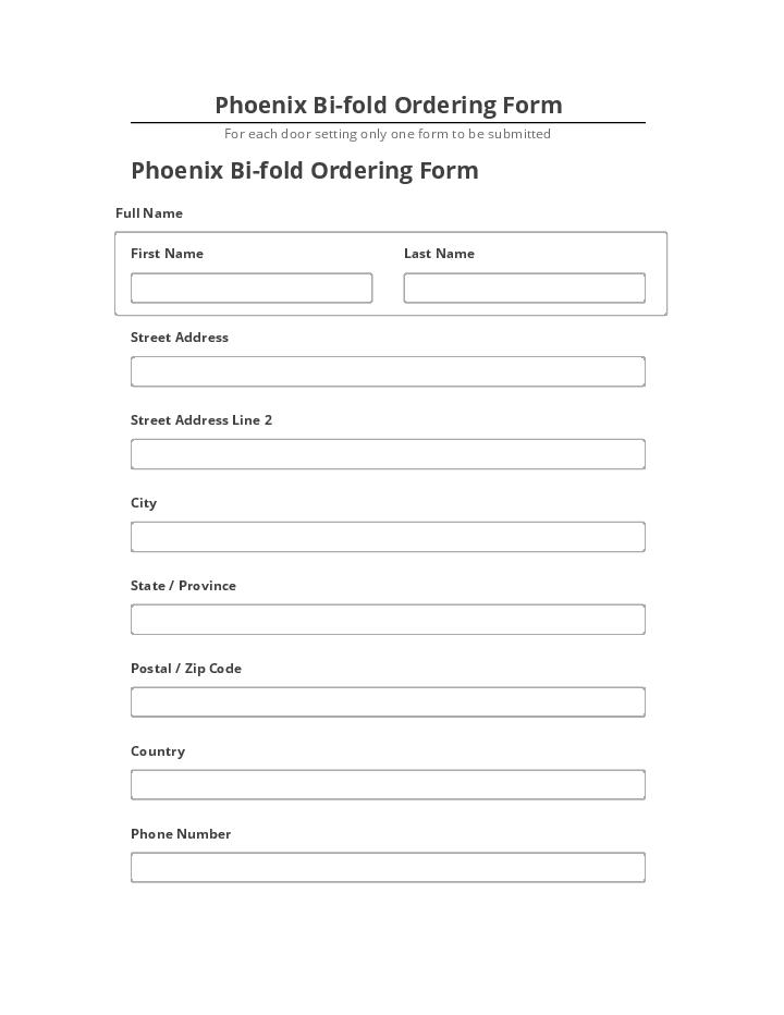 Pre-fill Phoenix Bi-fold Ordering Form