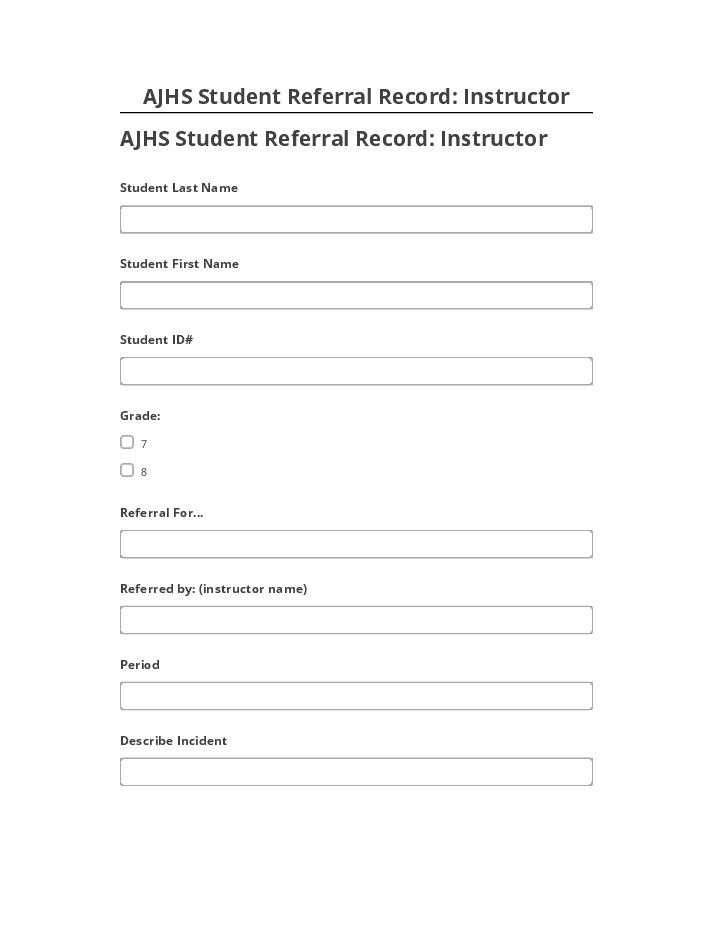Extract AJHS Student Referral Record: Instructor