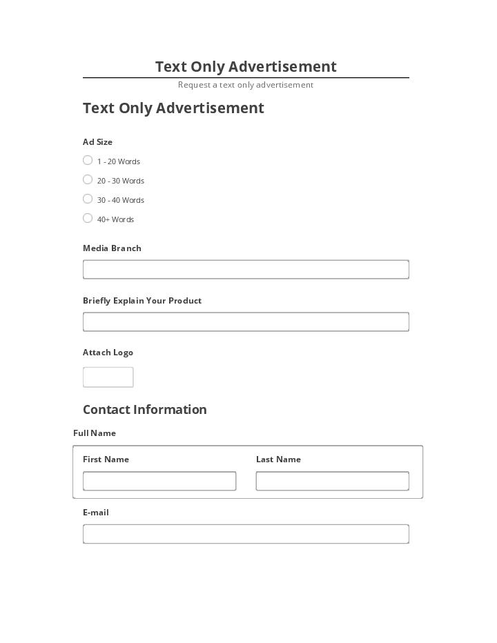 Pre-fill Text Only Advertisement from Salesforce