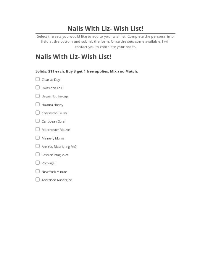 Arrange Nails With Liz- Wish List! in Netsuite