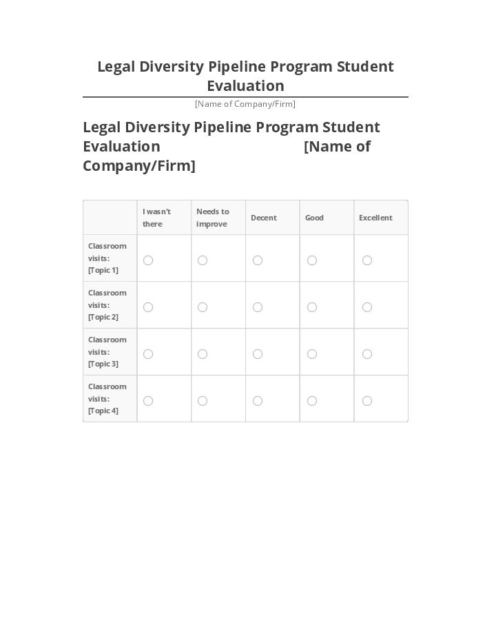Arrange Legal Diversity Pipeline Program Student Evaluation in Salesforce