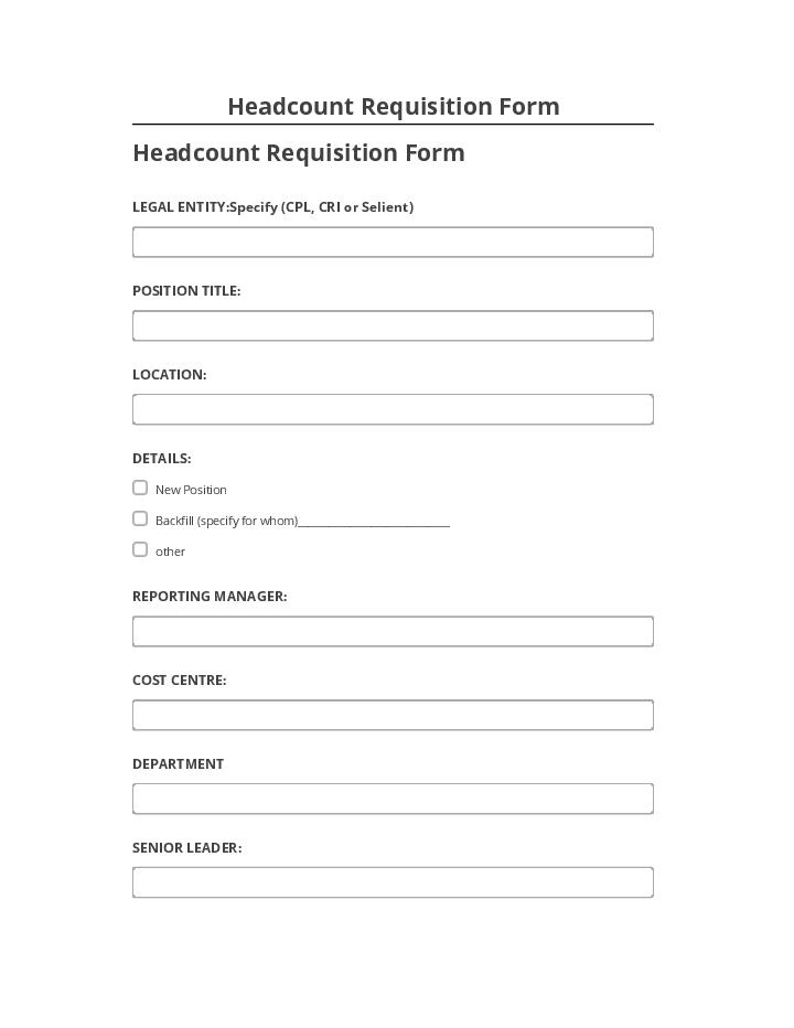 Arrange Headcount Requisition Form in Netsuite