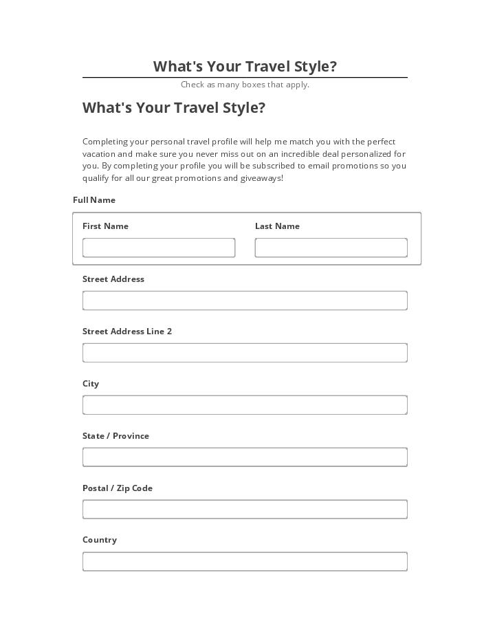 Incorporate What's Your Travel Style? in Netsuite