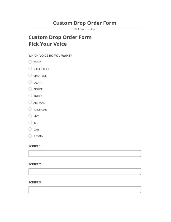 Pre-fill Custom Drop Order Form from Salesforce