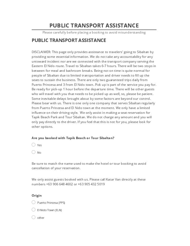 Update PUBLIC TRANSPORT ASSISTANCE