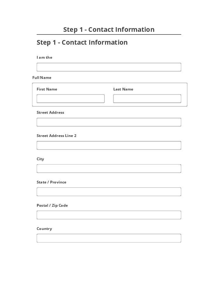 Arrange Step 1 - Contact Information in Microsoft Dynamics