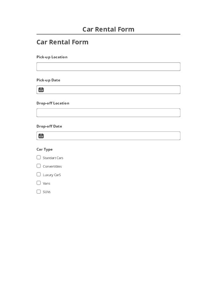 Export Car Rental Form to Salesforce