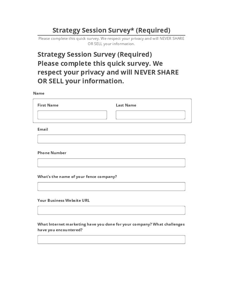 Export Strategy Session Survey* (Required) to Netsuite