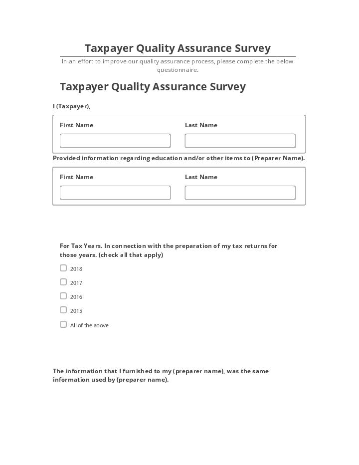 Export Taxpayer Quality Assurance Survey to Netsuite