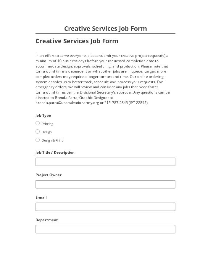 Manage Creative Services Job Form