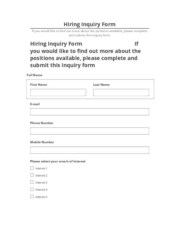 Arrange Hiring Inquiry Form