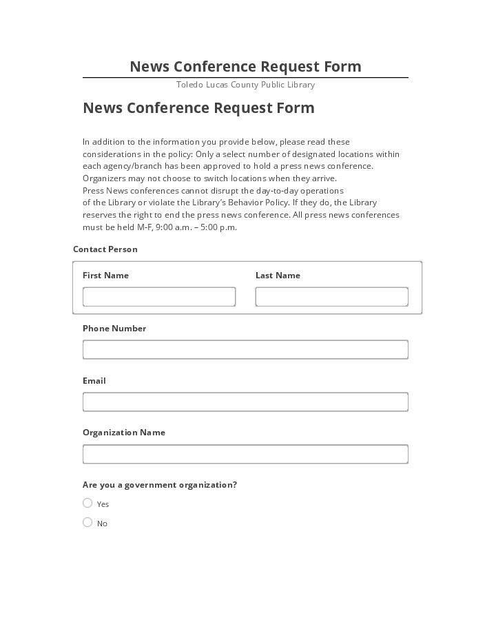 Manage News Conference Request Form in Microsoft Dynamics