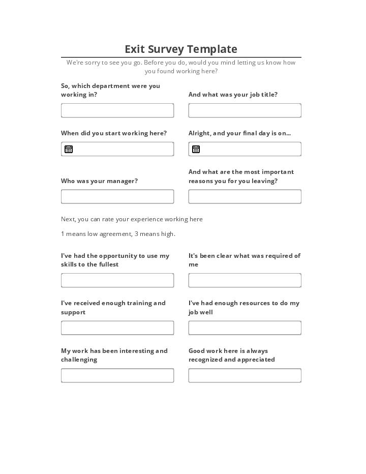 Update Exit Survey Template from Microsoft Dynamics