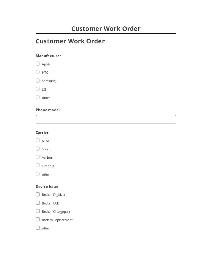 Arrange Customer Work Order