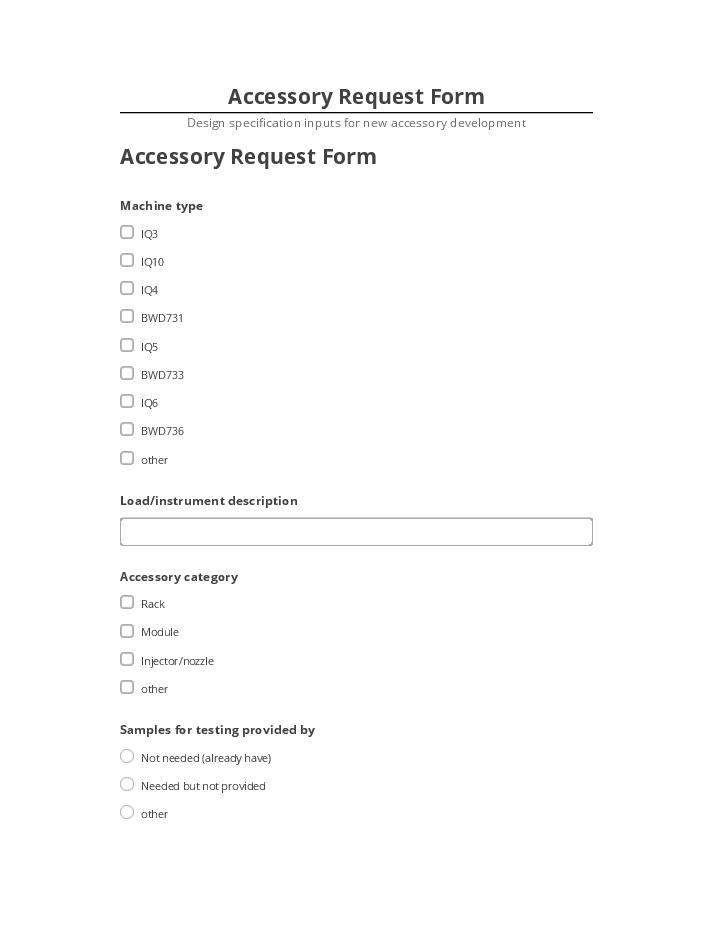 Integrate Accessory Request Form