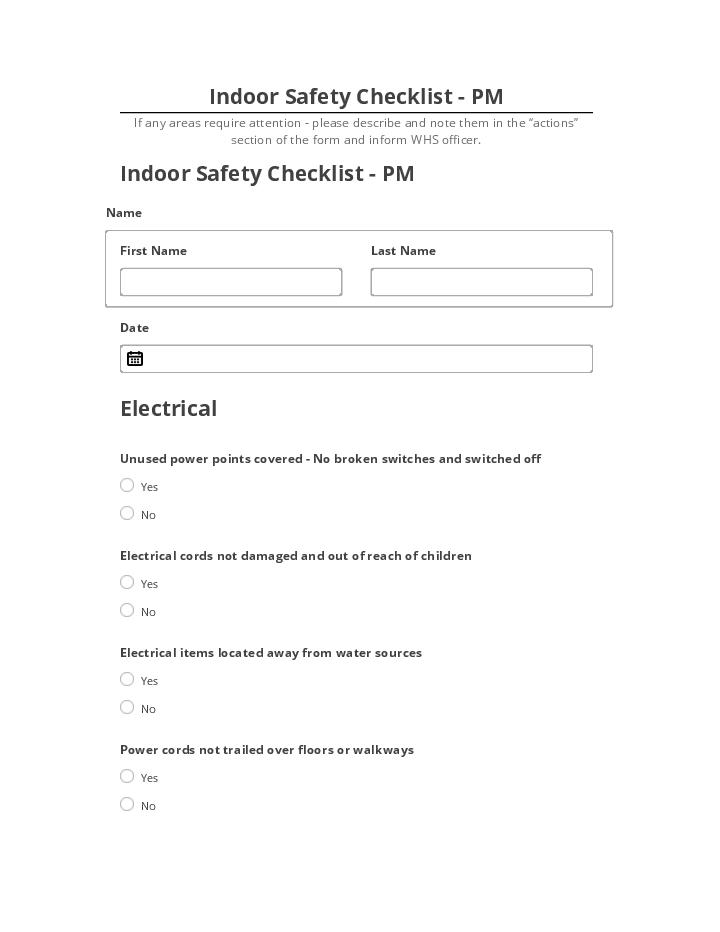 Arrange Indoor Safety Checklist - PM in Salesforce