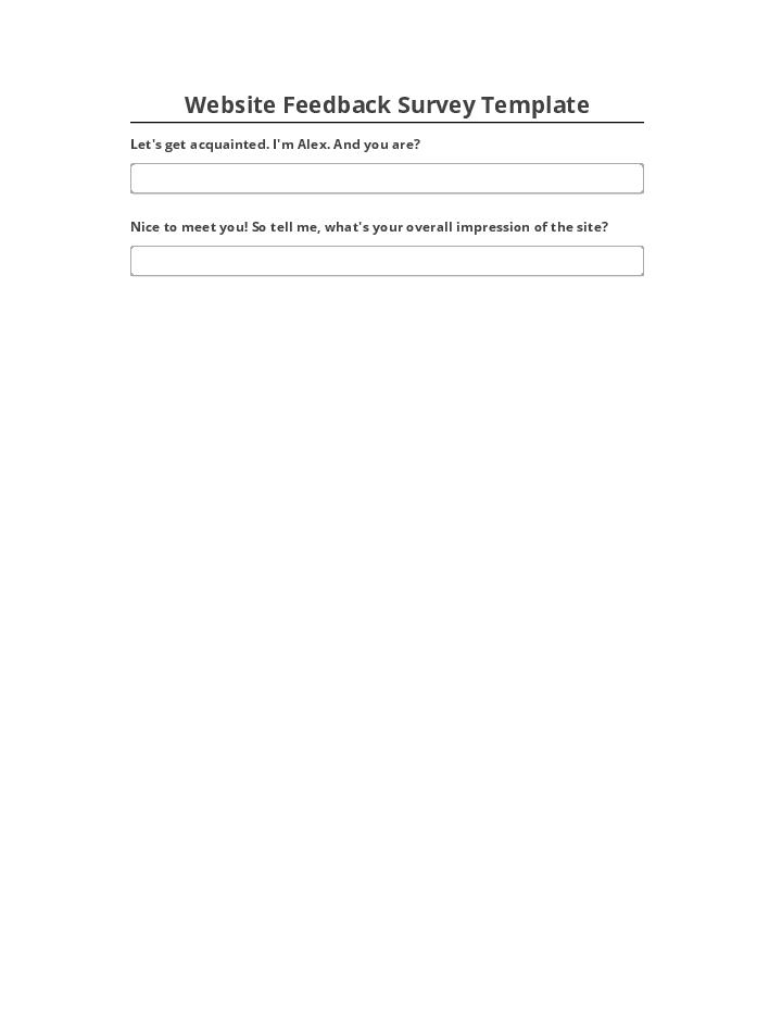 Pre-fill Website Feedback Survey Template from Salesforce