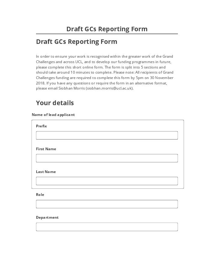 Export Draft GCs Reporting Form to Netsuite
