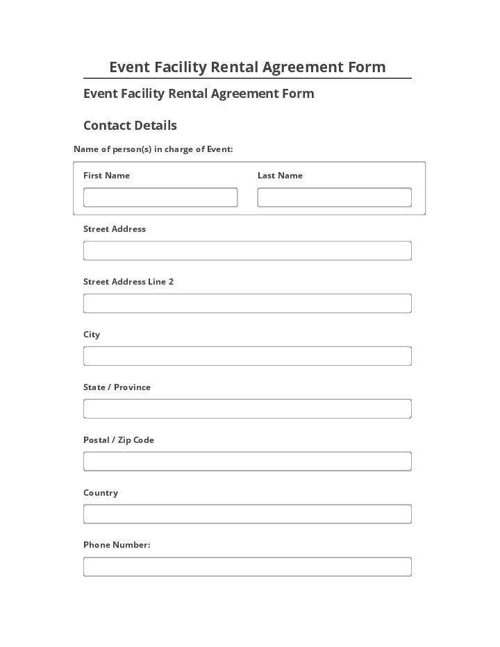 Incorporate Event Facility Rental Agreement Form in Netsuite