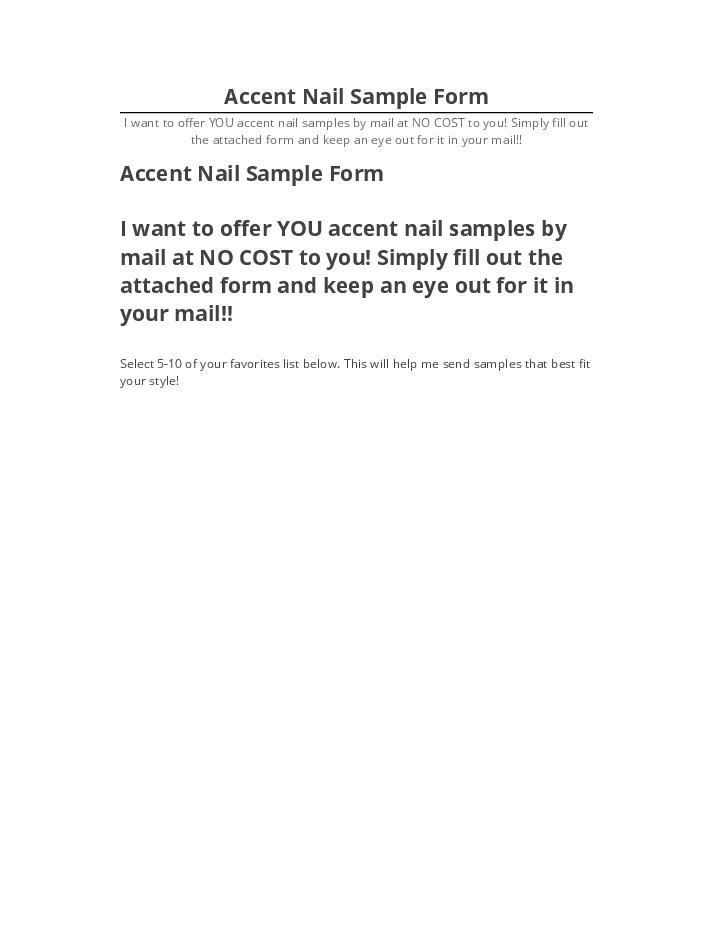 Arrange Accent Nail Sample Form in Netsuite