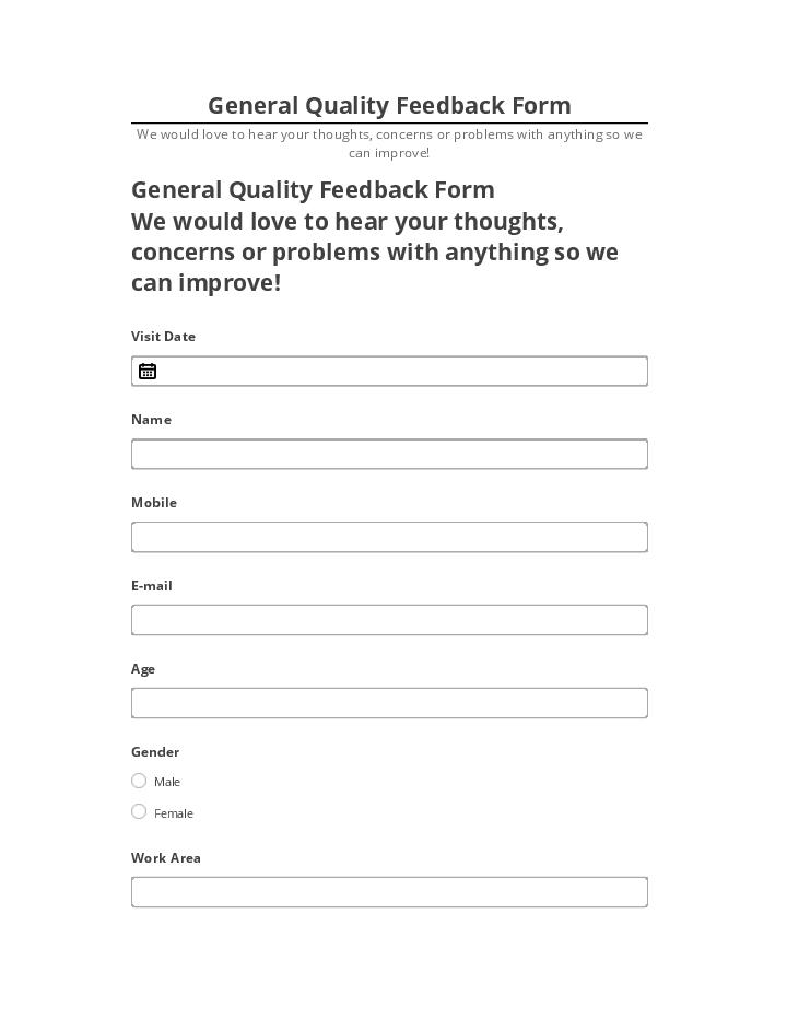 Integrate General Quality Feedback Form with Salesforce