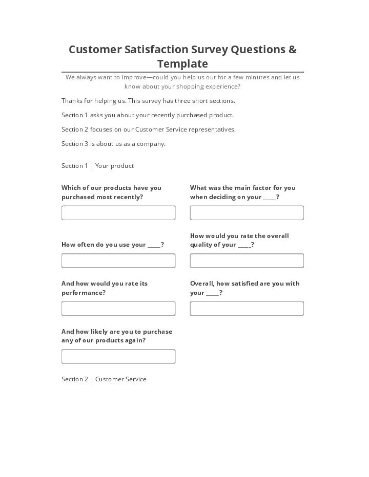 Automate Customer Satisfaction Survey Questions & Template