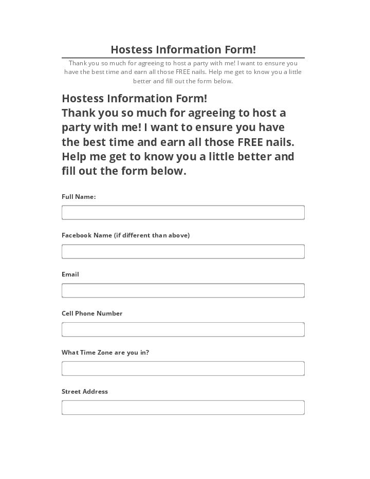 Pre-fill Hostess Information Form! from Netsuite