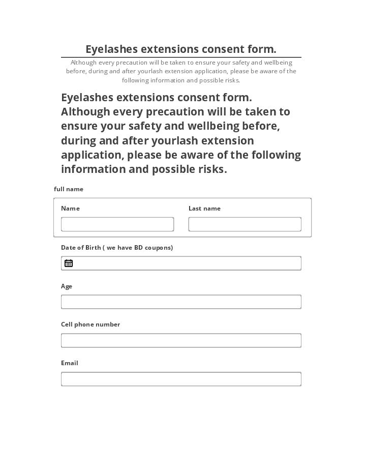 Synchronize Eyelashes extensions consent form. with Salesforce